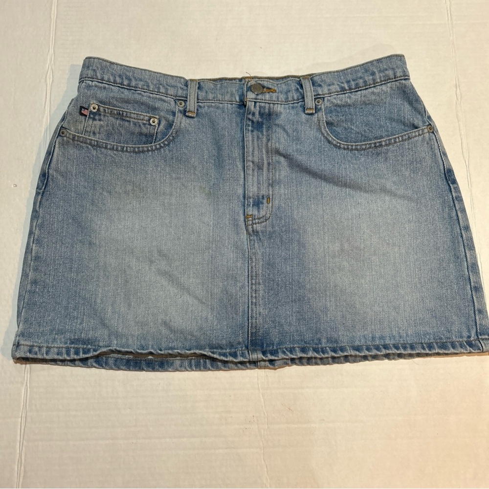 Polo Jeans‎ Company RL Ralph Lauren Light Blue Denim Mini Skirt Size 14